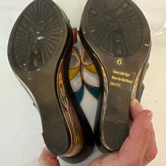Via Veneto Colorful Wedge Leather Sandals. size 6, NWOB - Picture 5 of 7